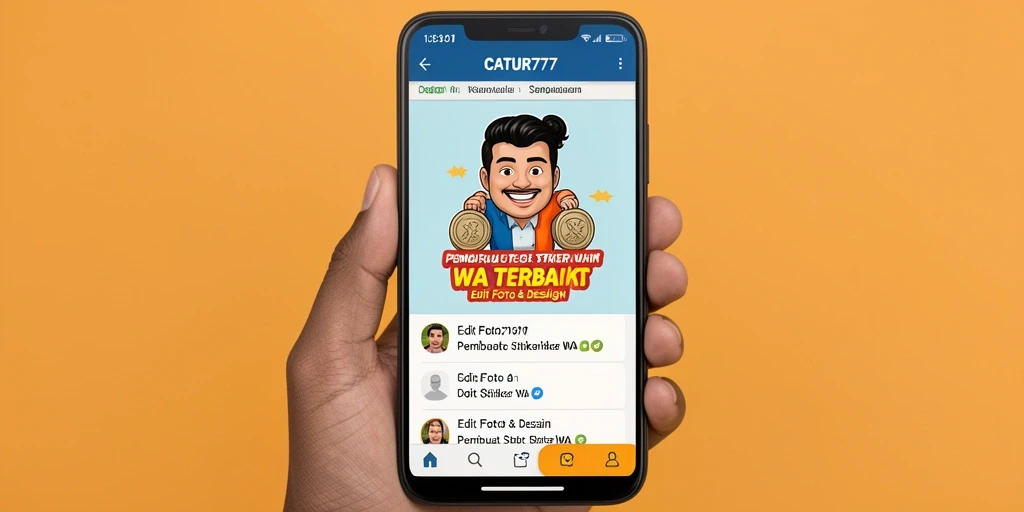 Tampilan antarmuka CATUR777 dengan fitur pembuatan stiker yang mudah digunakan.
