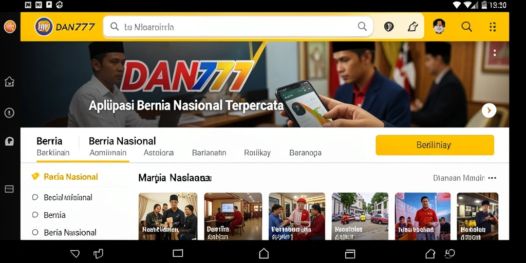 Tampilan antarmuka utama aplikasi DAN777 yang informatif dan menarik.