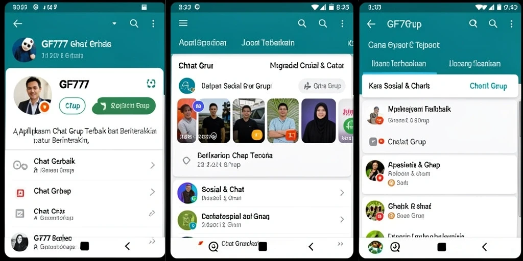 Antarmuka GF777 yang bersih dan efisien untuk Chat Grup.