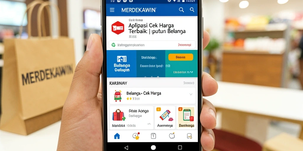 Antarmuka MERDEKAWIN menampilkan berbagai pilihan produk Cek Harga.