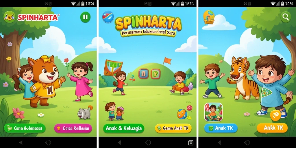 Antarmuka ceria dan edukatif dari Game Anak TK SPINHARTA.