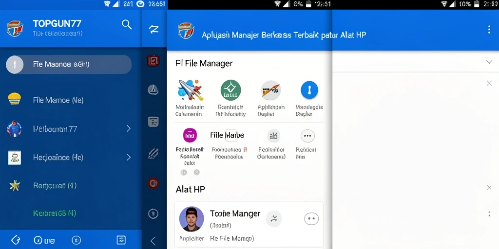 Tampilan antarmuka aplikasi File Manager TOPGUN77 yang bersih dan sederhana.